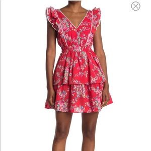 NWT Betsey Johnson Bush Garden Printed Cotton Dress in True Red Small